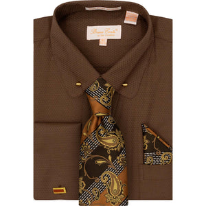 DON JONATHAN S CT BRN 4/5 / 15.5 BRUNO CONTE SHIRT&TIE SET/Bc1166