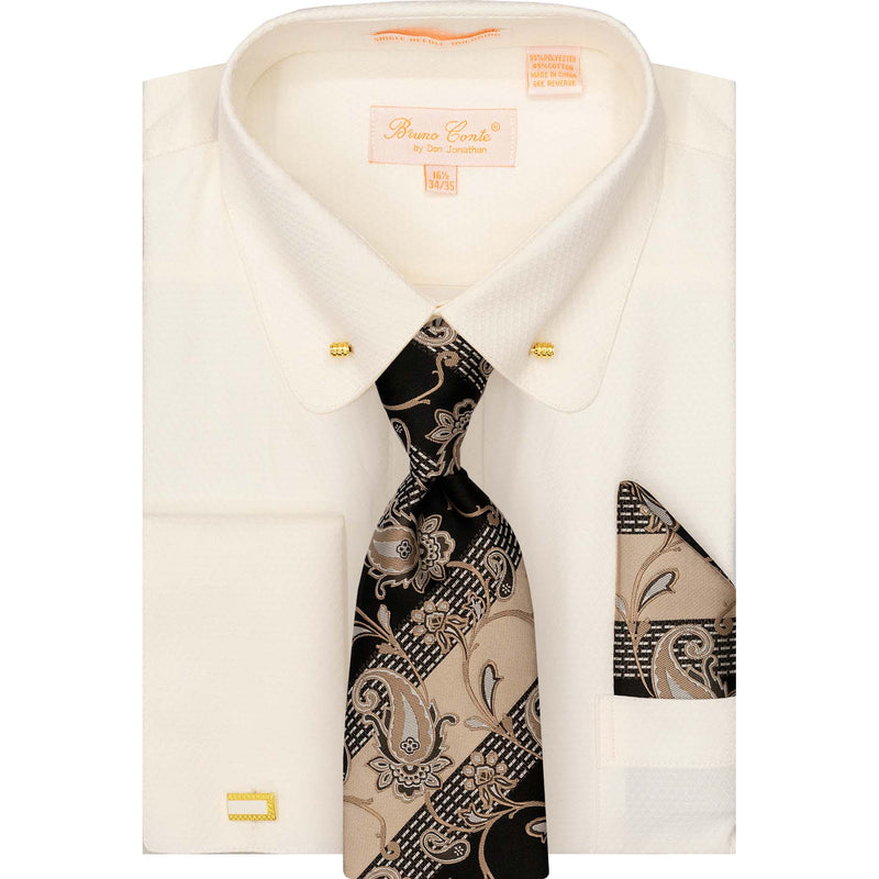 DON JONATHAN S CT IVR 4/5 / 15.5 BRUNO CONTE SHIRT&TIE SET/Bc1166