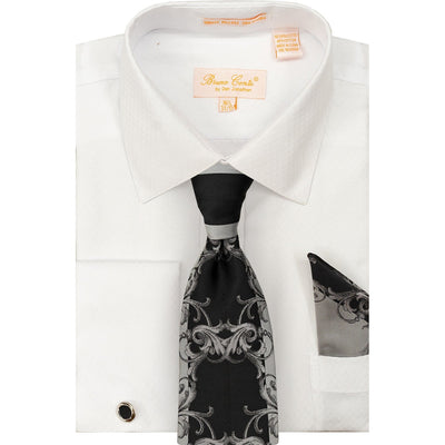 DON JONATHAN S CT WHT 4/5 / 15.5 BRUNO CONTE SHIRT & TIE SET/Bc1174