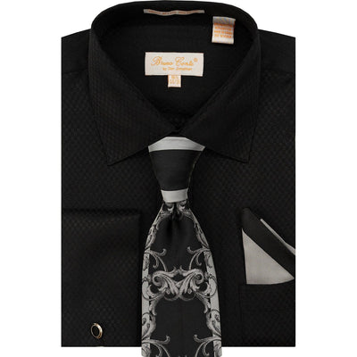 DON JONATHAN S CT BLK 4/5 / 15.5 BRUNO CONTE SHIRT & TIE SET/Bc1174