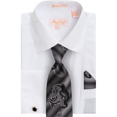 DON JONATHAN S CT WHT 4/5 / 15.5 BRUNO CONTE SHIRT & TIE SET/Bc1184