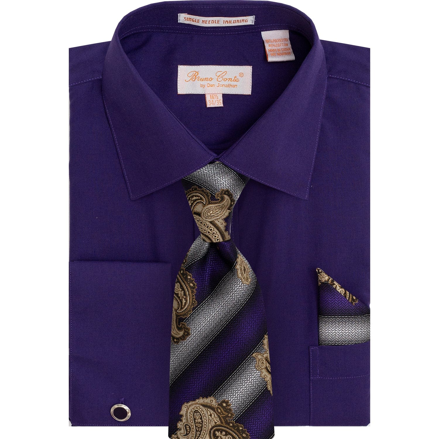 DON JONATHAN S CT PRL 6/7 / 16.5 BRUNO CONTE SHIRT & TIE SET/Bc1184