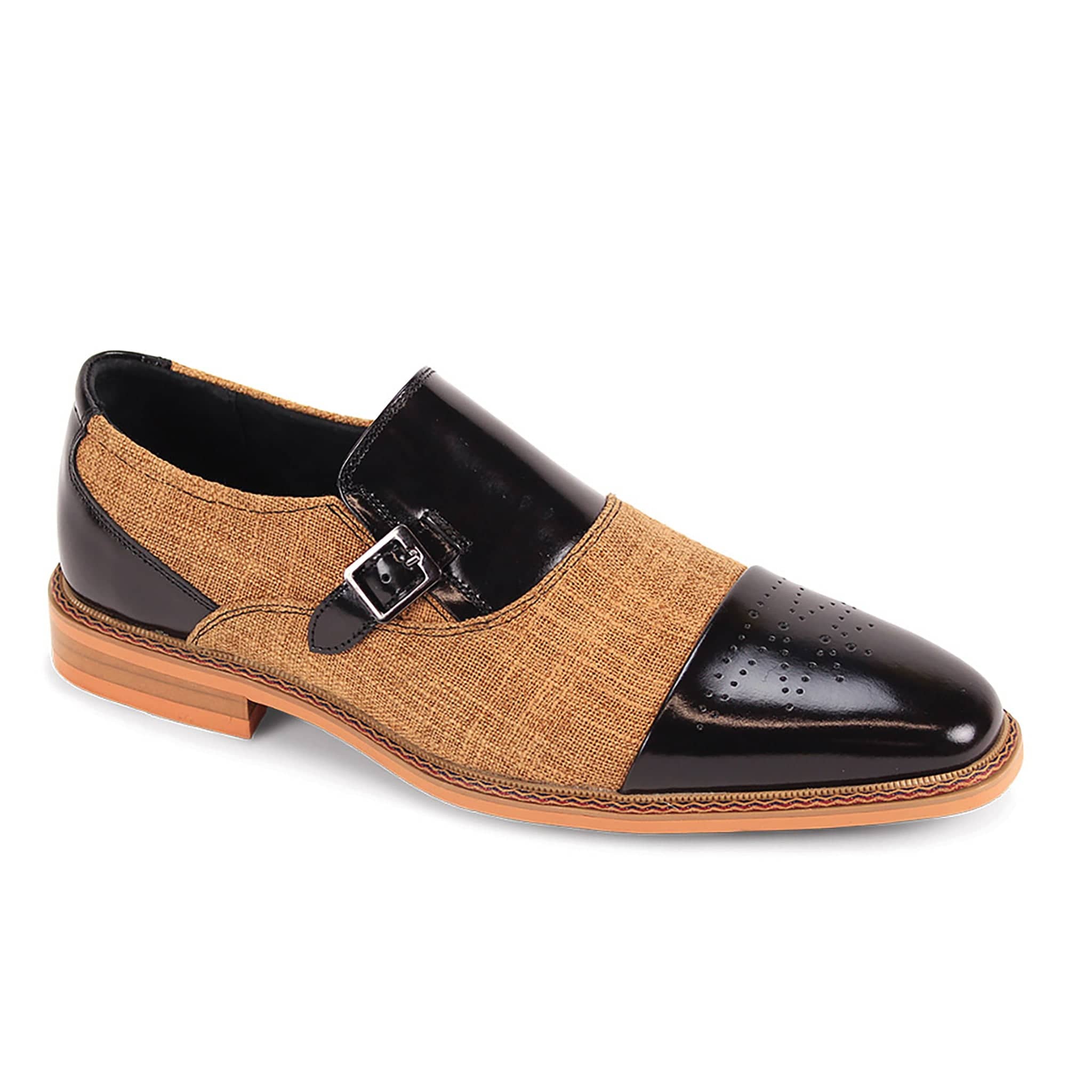 GIOVANNI LEATHER SHOES FT BLACK/TAN / 8.5 Giovanni Avon Monk Strap Dress Shoes