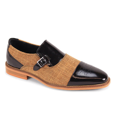 GIOVANNI LEATHER SHOES FT BLACK/TAN / 8.5 Giovanni Avon Monk Strap Dress Shoes