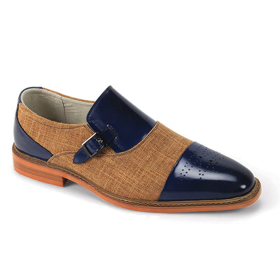 GIOVANNI LEATHER SHOES FT COBALT/TAN / 8.5 Giovanni Avon Monk Strap Dress Shoes