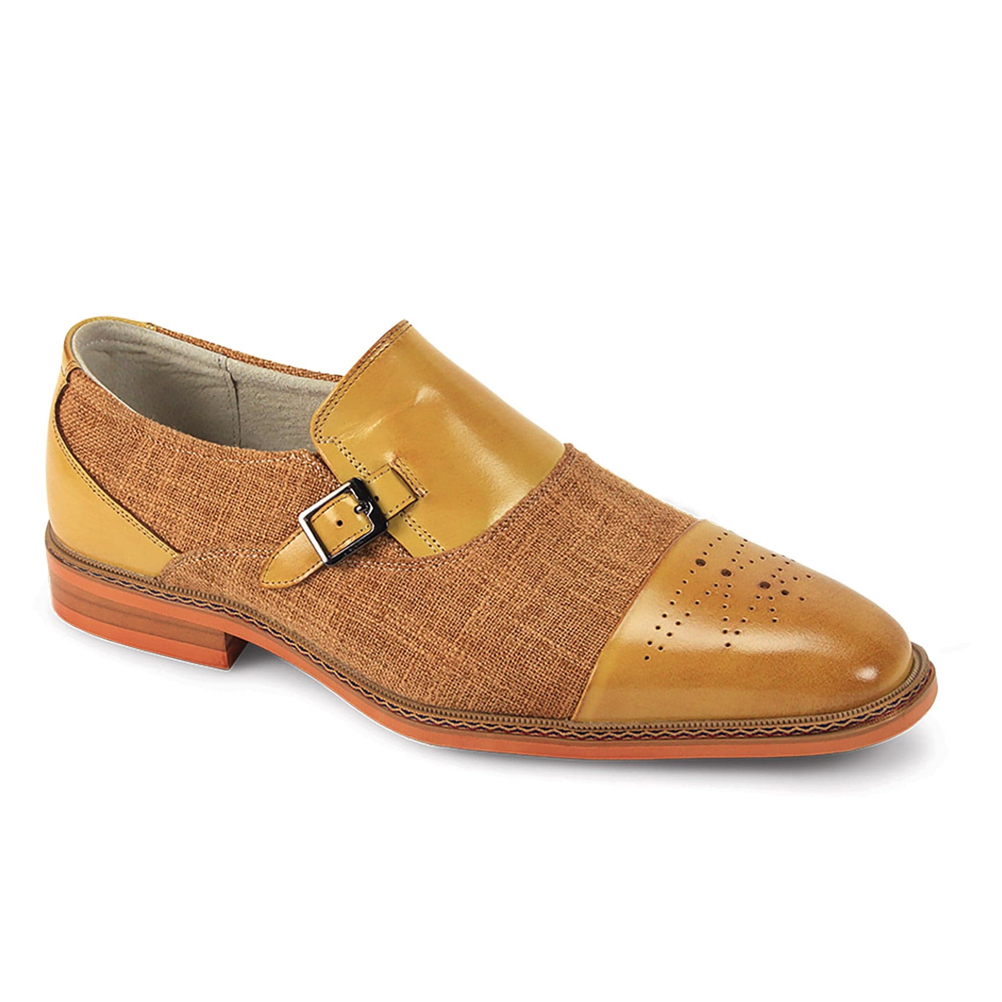 GIOVANNI LEATHER SHOES FT SCOTCH/TAN / 8.5 Giovanni Avon Monk Strap Dress Shoes