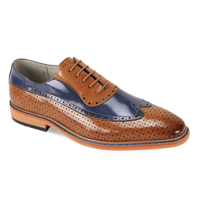 GIOVANNI LEATHER SHOES FT TAN/BLU / 7 GIOVANNI LEATHER SHOES-RIO
