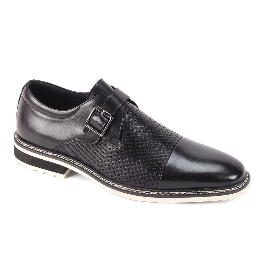 GIOVANNI LEATHER SHOES FT BLACK / 9 Giovanni Les Monk Strap Dress Shoes