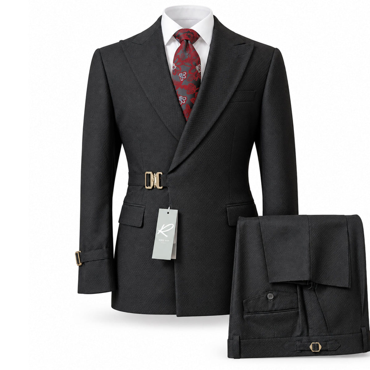 GR CLOTHING GRP DBA ROSSI U D BLK2070 / 40R Rossi Man PRINCE 2pcs Suits