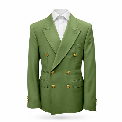 rossiman  Milano Premium mint green double breasted suit   gold button classic fit