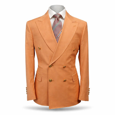 rossiman  Milano Premium rust double breasted suit   gold button classic fit