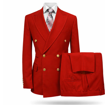 rossiman  Milano Premium red double breasted suit   gold button classic fit