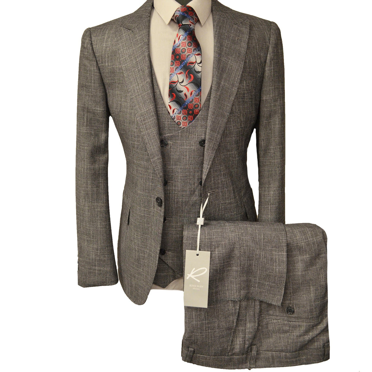 GR CLOTHING GRP DBA ROSSI U SM 1784 GRAY / 38 REG MAX VESTED SUIT