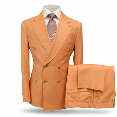 GR CLOTHING GRP DBA ROSSI U SM Light Orange / 34 REG Rossiman Gold Button Double-Breasted Suit