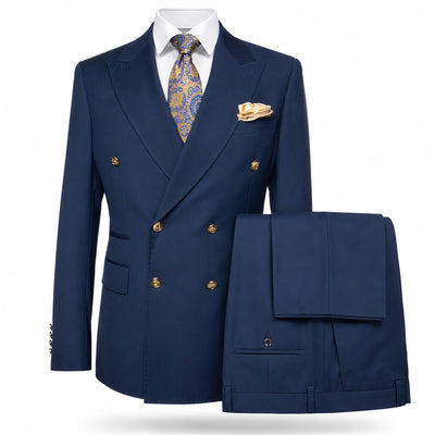 GR CLOTHING GRP DBA ROSSI U SM Navy / 34 REG Rossiman Gold Button Double-Breasted Suit