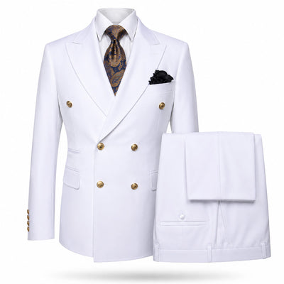 GR CLOTHING GRP DBA ROSSI U SM White / 34 REG Rossiman Gold Button Double-Breasted Suit