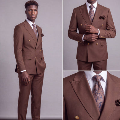 GR CLOTHING GRP DBA ROSSI U SM Rossiman Gold Button Double-Breasted Suit