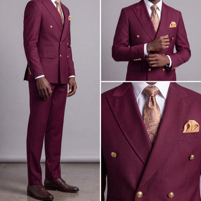 GR CLOTHING GRP DBA ROSSI U SM Rossiman Gold Button Double-Breasted Suit