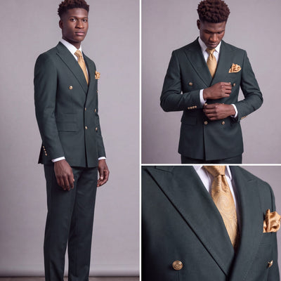 GR CLOTHING GRP DBA ROSSI U SM Rossiman Gold Button Double-Breasted Suit