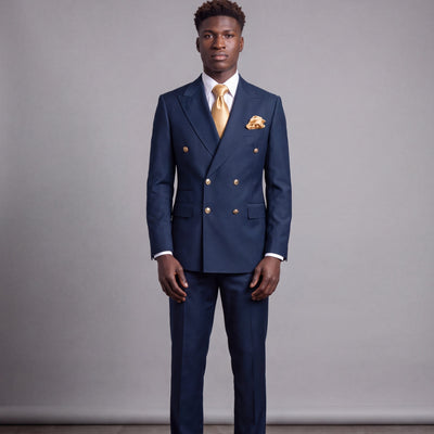 GR CLOTHING GRP DBA ROSSI U SM Rossiman Gold Button Double-Breasted Suit