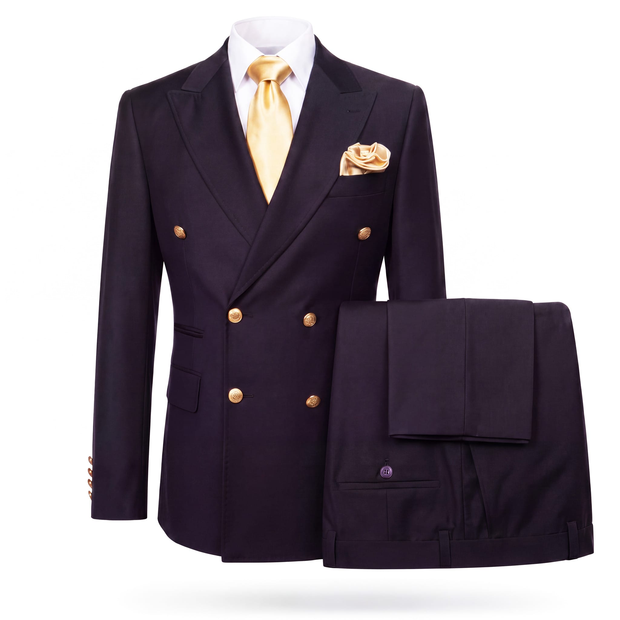 GR CLOTHING GRP DBA ROSSI U SM RM1173 / 34 REG Rossiman MILANO Gold Button Double-Breasted Suit