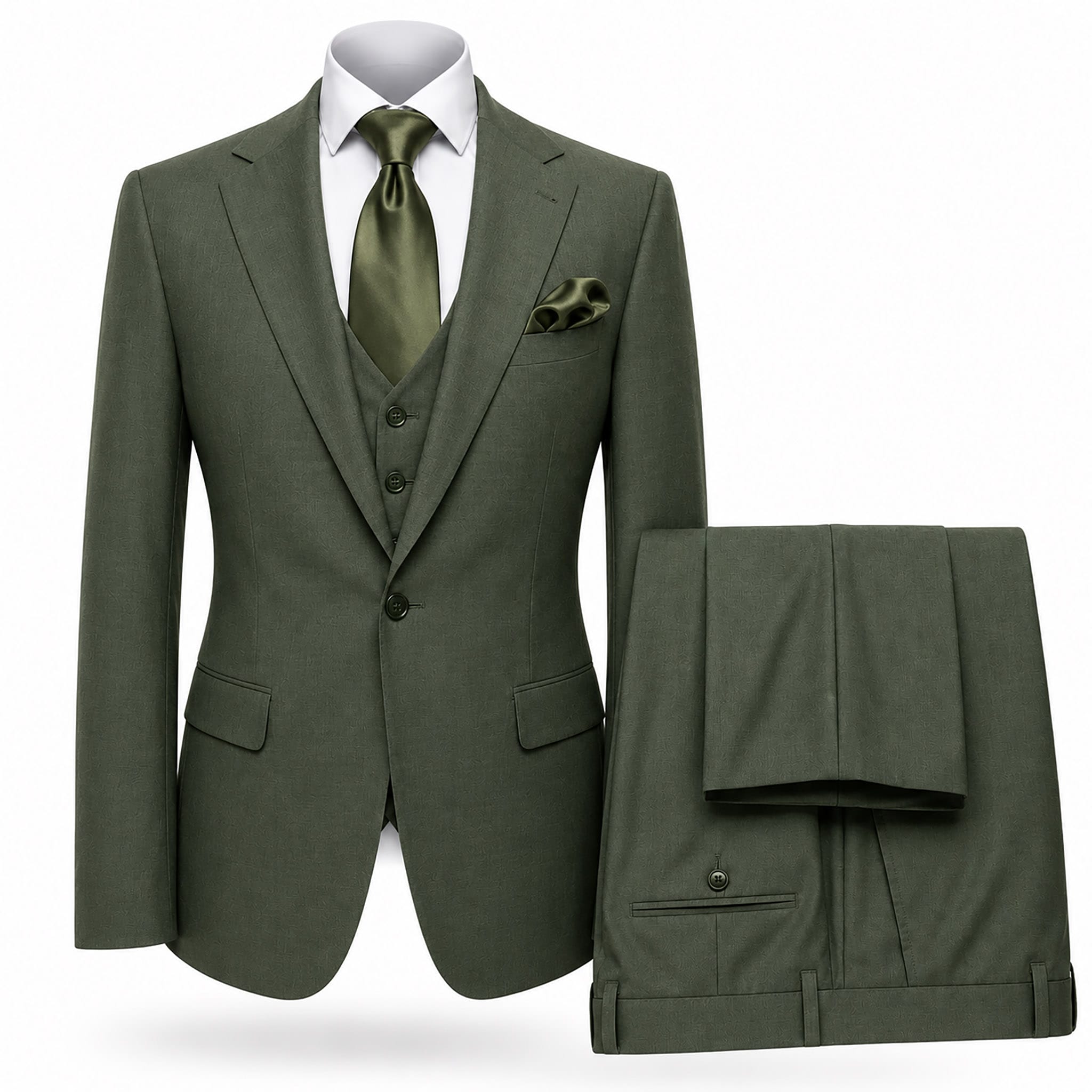 GR CLOTHING GRP DBA ROSSI U SM Hunter Green / 34 REG Rossiman Tom Vested Suit