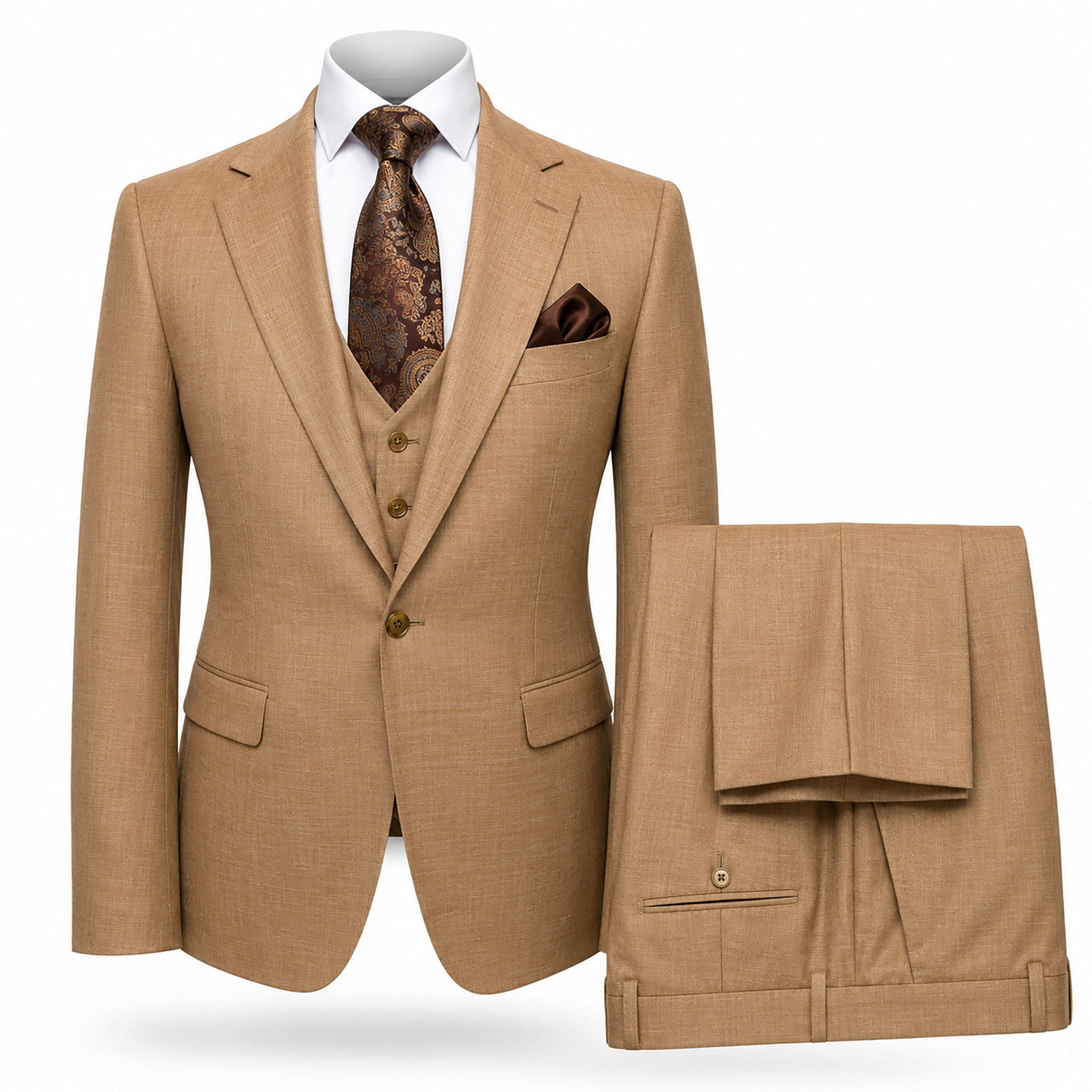 GR CLOTHING GRP DBA ROSSI U SM Cognac / 34 REG Rossiman Tom Vested Suit