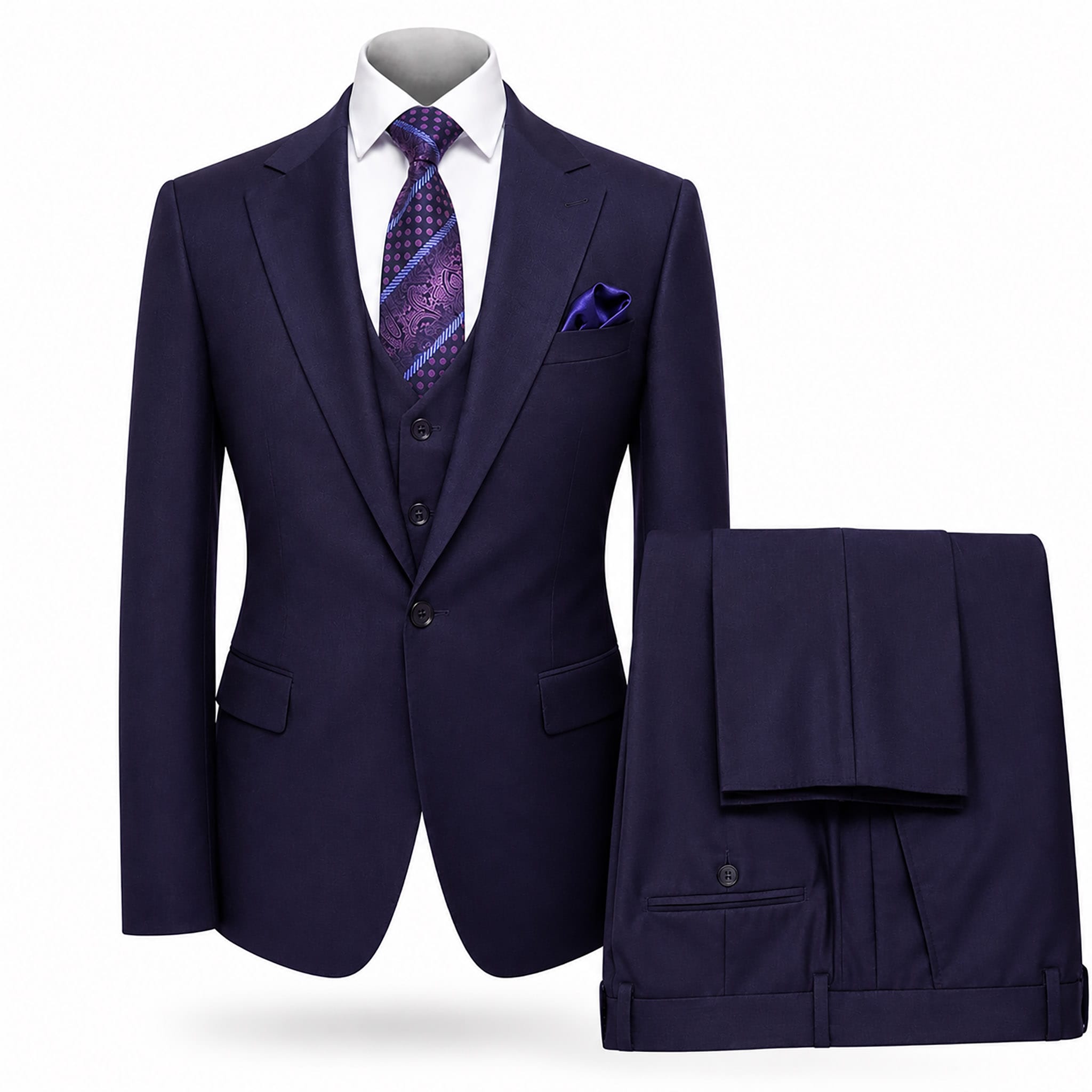 GR CLOTHING GRP DBA ROSSI U SM Plum / 34 REG Rossiman Tom Vested Suit