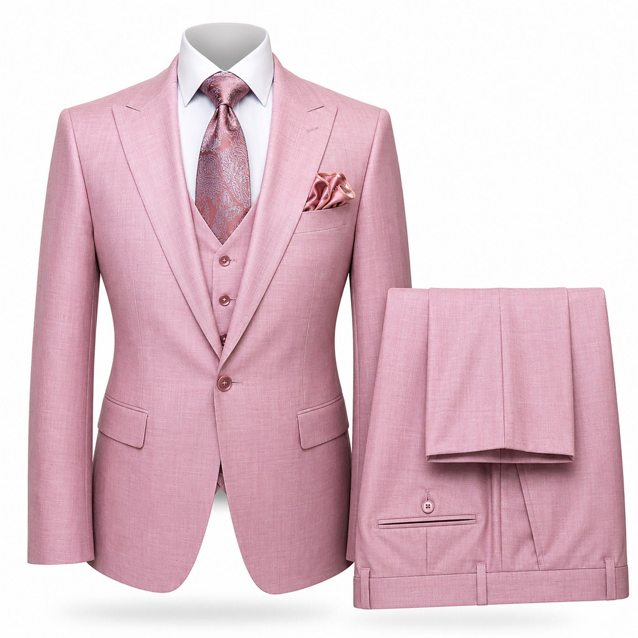 GR CLOTHING GRP DBA ROSSI U SM Pink / 34 REG Rossiman Tom Vested Suit
