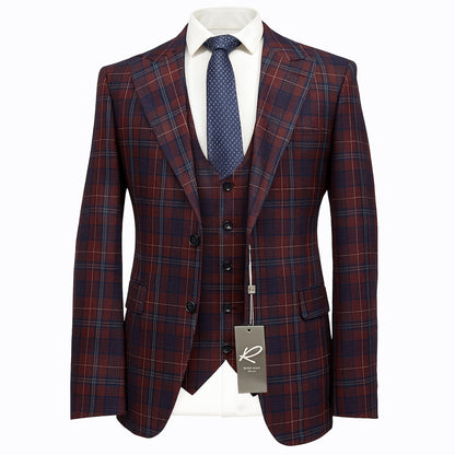 GR CLOTHING GRP DBA ROSSI U SM Tom 3Pcs Suit by Rossiman-Check Pattern