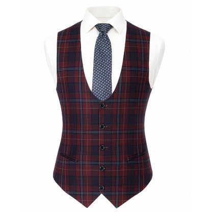 GR CLOTHING GRP DBA ROSSI U SM Tom 3Pcs Suit by Rossiman-Check Pattern