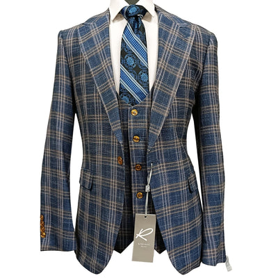 GR CLOTHING GRP DBA ROSSI U SM Tom 3Pcs Suit by Rossiman-Check Pattern