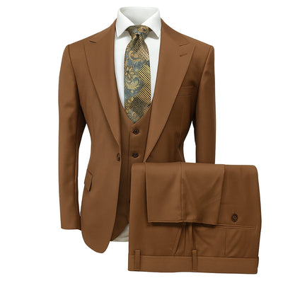 GR CLOTHING GRP DBA ROSSI U SM BRN1373 / 40 REG Tom 3Pcs Suit by Rossiman-solid