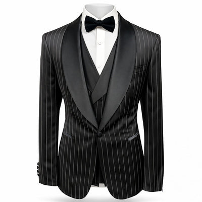 GR CLOTHING GRP DBA ROSSI XTUS Rossiman Premium Pinstripe Tuxedo 3 Piece Suit/Smoking R