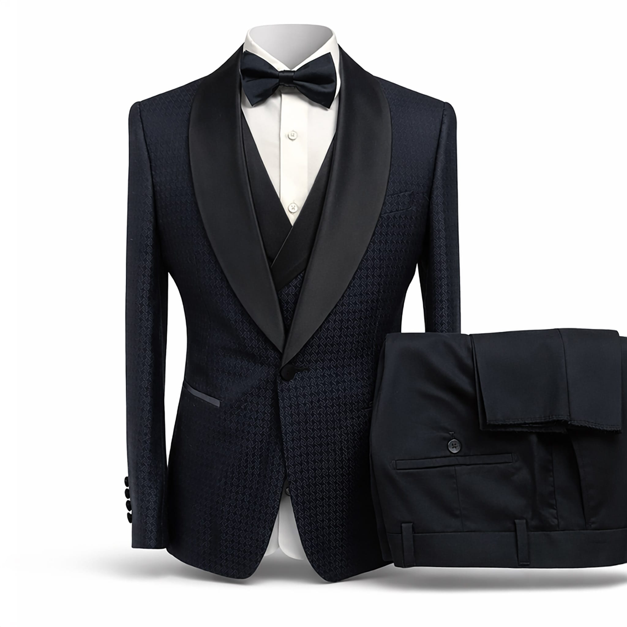GR CLOTHING GRP DBA ROSSI XTUS RM1953 / SM Rossiman Premium Pinstripe Tuxedo 3 Piece Suit/Smoking R