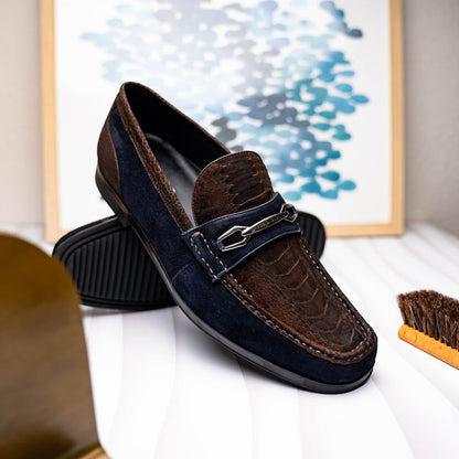Hugo Ostrich Brown / Navy