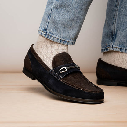 Hugo Ostrich Brown / Navy