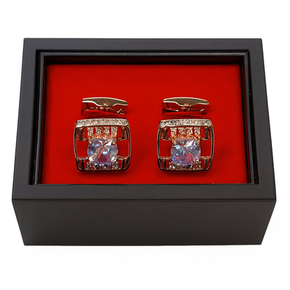 Imani uomo AC Golden Gold & Crystal Square Cufflinks