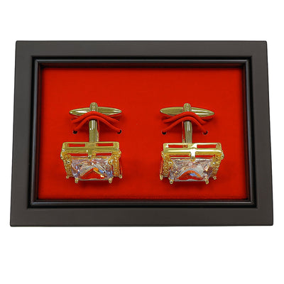 Imani uomo AC Golden-Crystal Gold & Diamond-Cut Crystal Rectangle Cufflinks