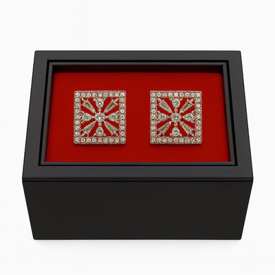 Imani uomo AC Golden-Diamond Gold & Diamond-Inspired Square Cufflinks