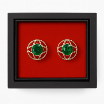 Imani uomo AC Golden-Green Golden& Emerald Star Emblem Cufflinks