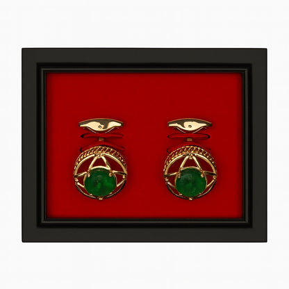 Imani uomo AC Golden-Green Golden& Emerald Star Emblem Cufflinks