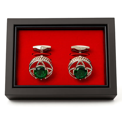 Imani uomo AC Golden-Green Golden& Emerald Star Emblem Cufflinks