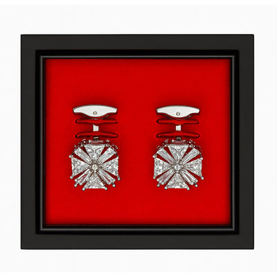 Imani uomo AC Silver Luxury Geometric Starburst Cufflinks