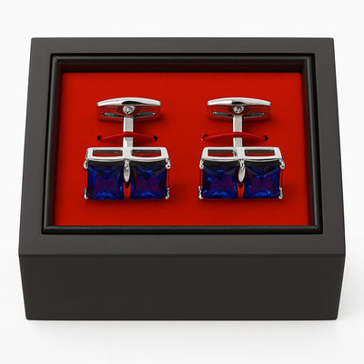 Imani uomo AC Gold Sapphire Blue & Golden Rectangular Cufflinks