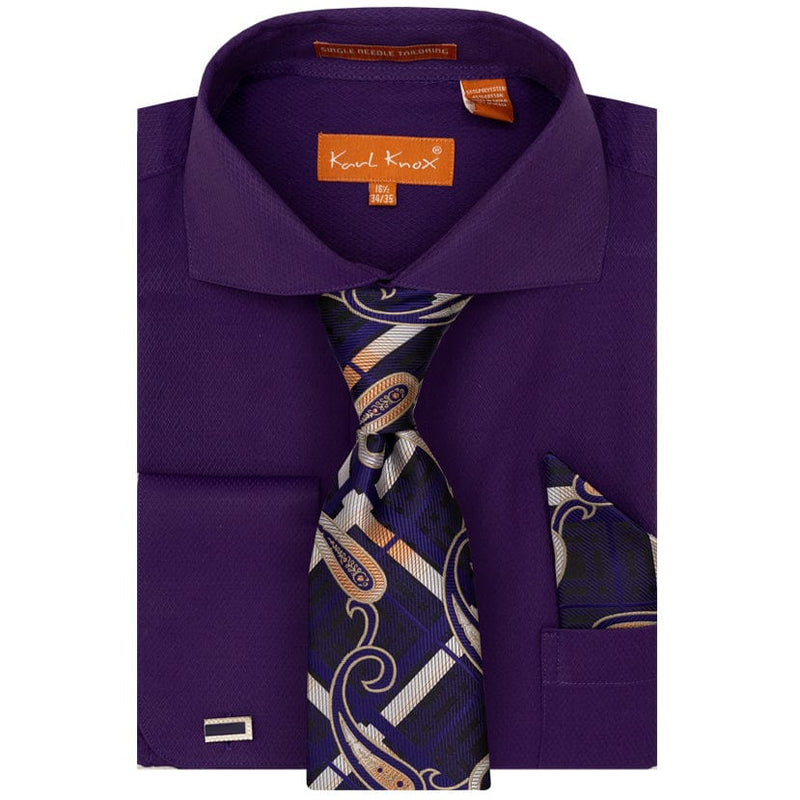 KARL KNOX, INC S CT PRPL 4/5 / 15.5 KARLKNOX SHIRT, TIE, HANKY &CUFFLINKS/Sx4527