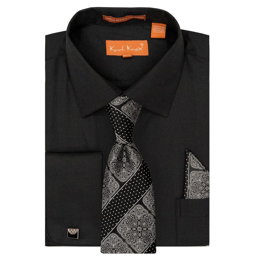 KARL KNOX, INC S CT BLK 4/5 / 15.5 KARLKNOX SHIRT, TIE, HANKY &CUFFLINKS/Sx4531