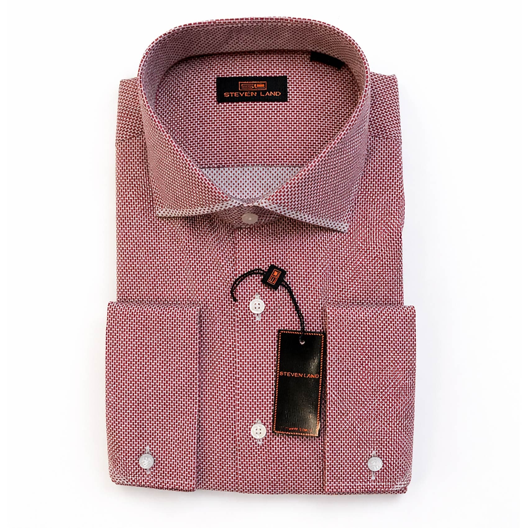 LND NECKWEAR INC. S C BURGUNDY 4/5 / 15 Steven Land Dress Shirt