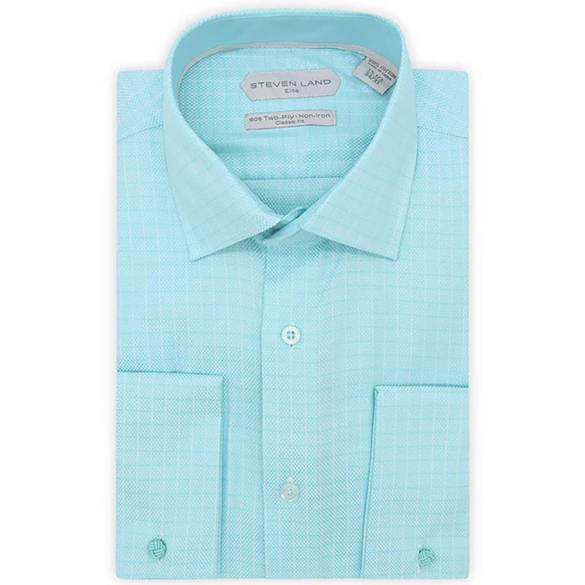 LND NECKWEAR INC. S C AQUA 4/5 / 15.5 Steven Land Elite | Non Iron Weave Check Dress Shirt/Dsw2108