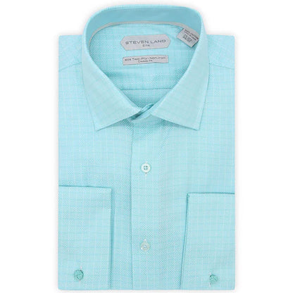LND NECKWEAR INC. S C AQUA 4/5 / 15.5 Steven Land Elite | Non Iron Weave Check Dress Shirt/Dsw2108